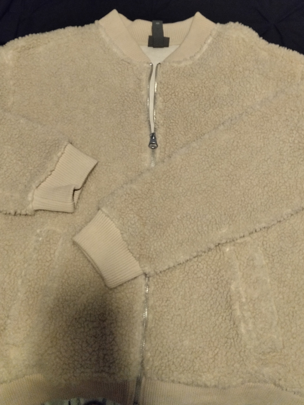 H&M Men’s Beige Bomber Jacket Full Zip Stand-Up Collar Relaxed Fit, 2XL